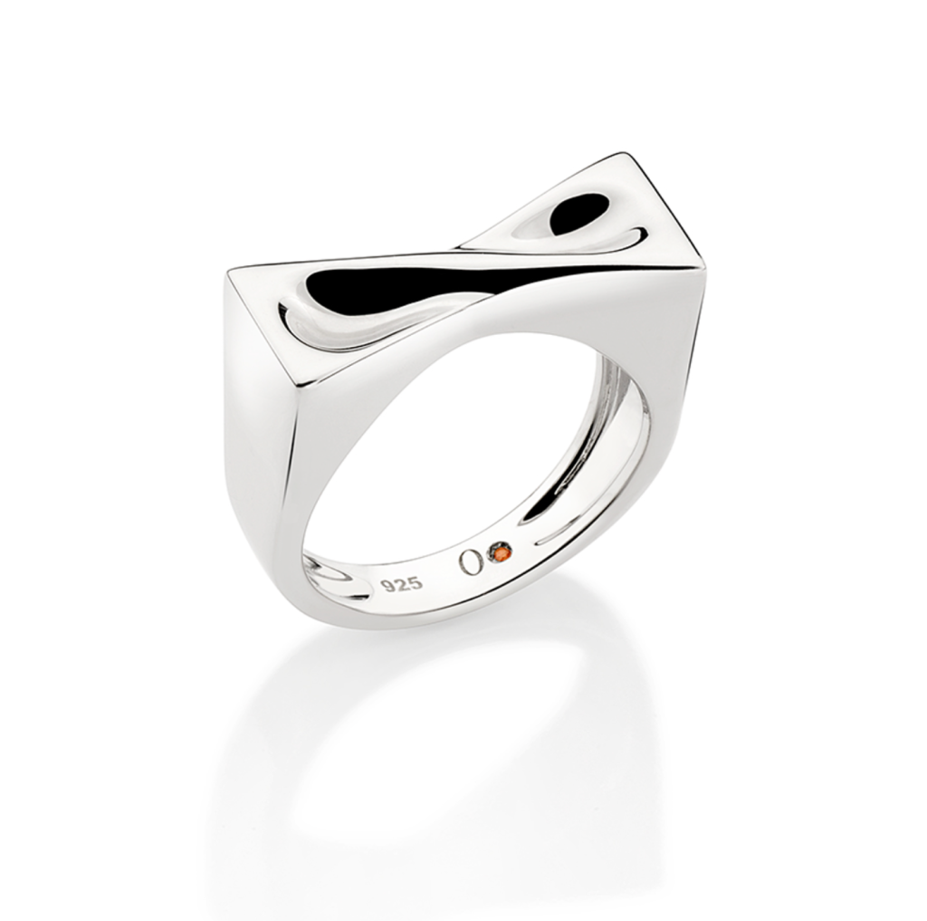 Anel de prata com design geométrico Julio Okubo