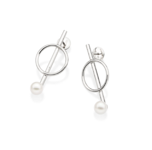 Brincos Joy Outubro Rosa com pérolas e círculos de prata