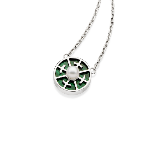 Colar de prata com malaquita e pérola verdadeira Julio Okubo