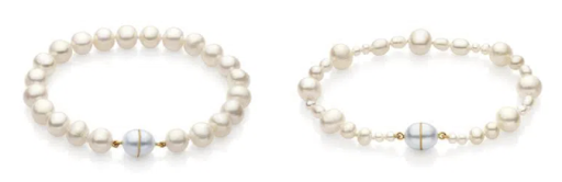 Pulseiras de pérolas com composição correspondente e de diferentes tamanhos Julio Okubo