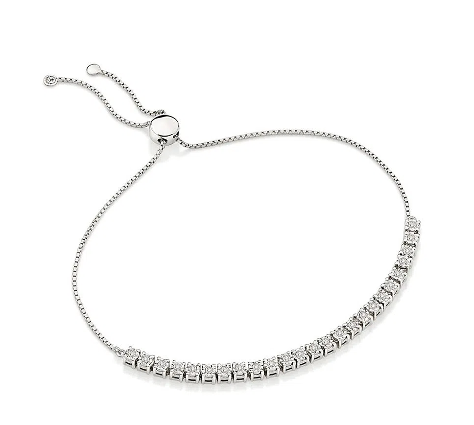 Pulseira Riviera em ouro branco com diamantes, peça elegante e sofisticada.