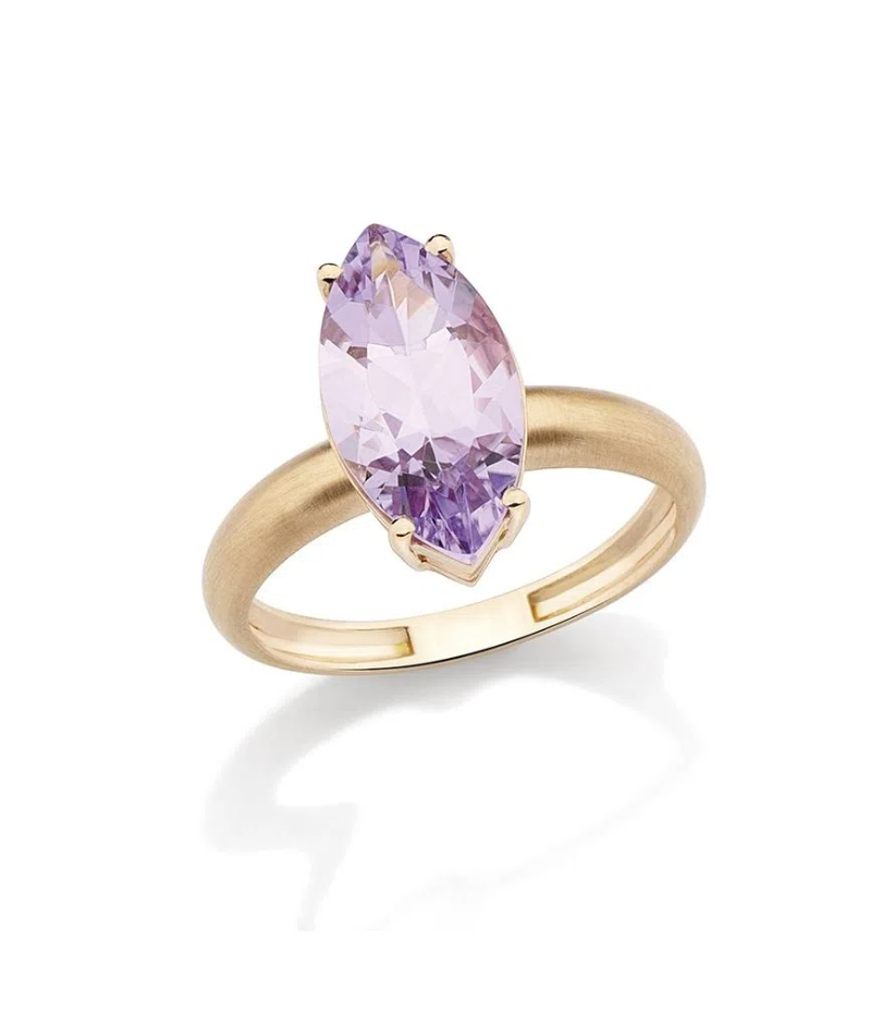 Anel em ouro rosé com ametista da coleção Reflexos da Julio Okubo.