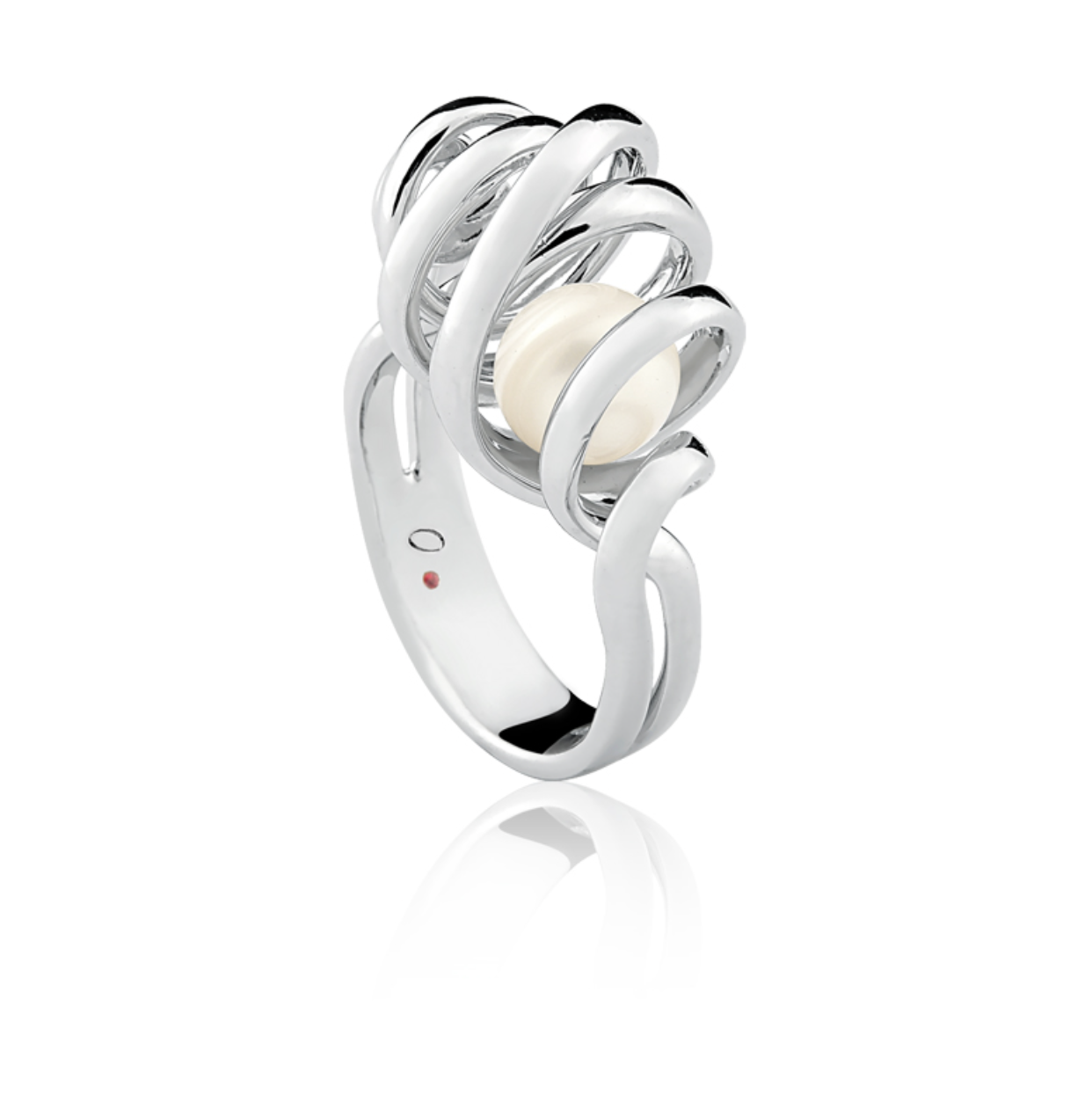 Anel Prata Joy em espiral com pérola.