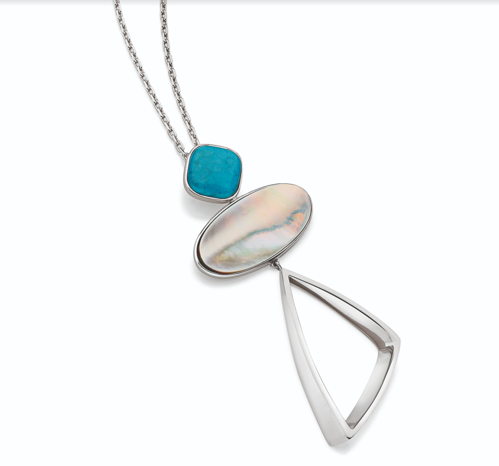 Colar em prata com madrepérola e turquesa, design exclusivo JOY.