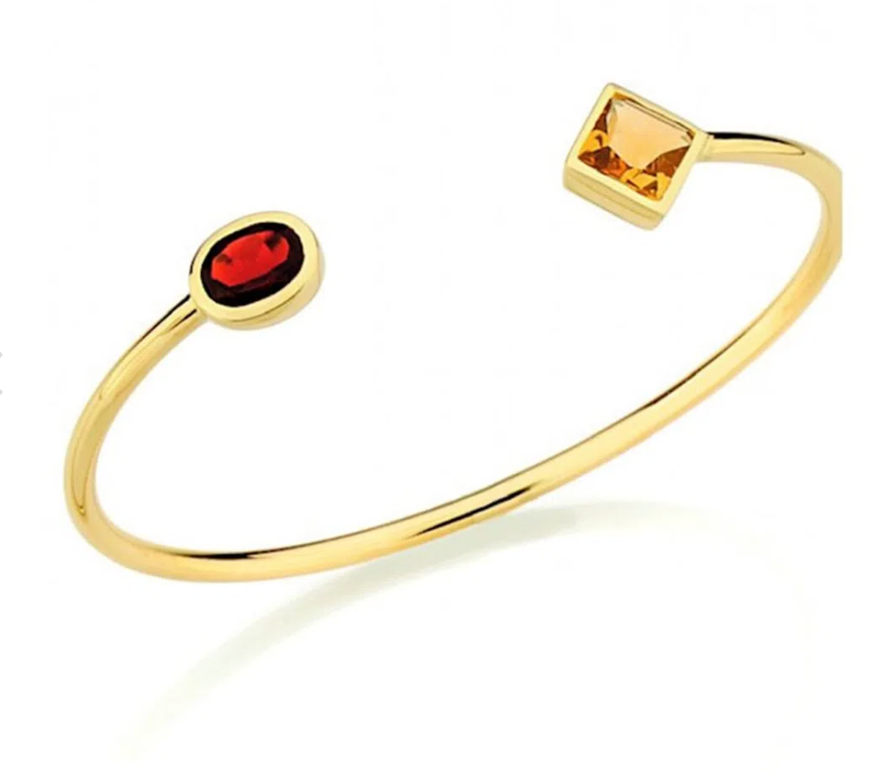 Pulseira em ouro amarelo com citrino e granada Julio Okubo.