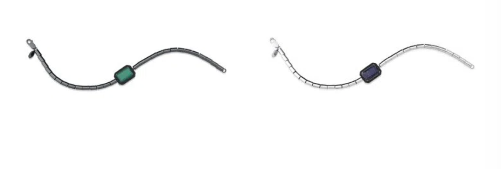 Pulseiras masculinas de prata com quartzito preto e espinélios e de prata com ródio e lápis-lazúli.