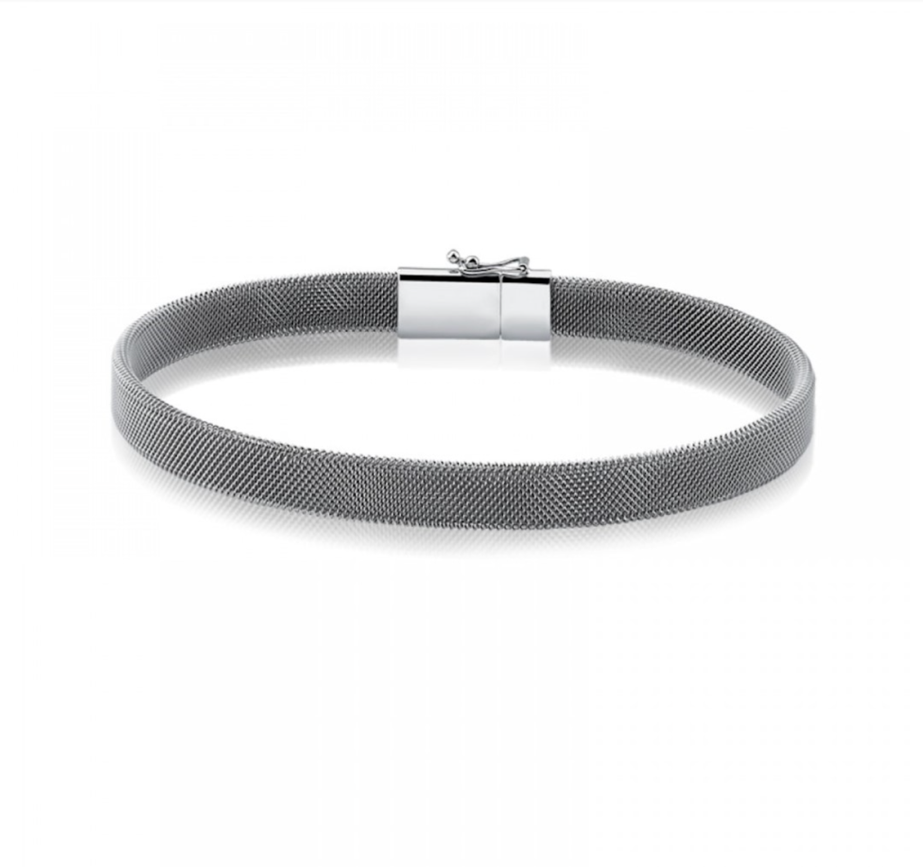 Pulseira masculina em ouro branco com design minimalista.