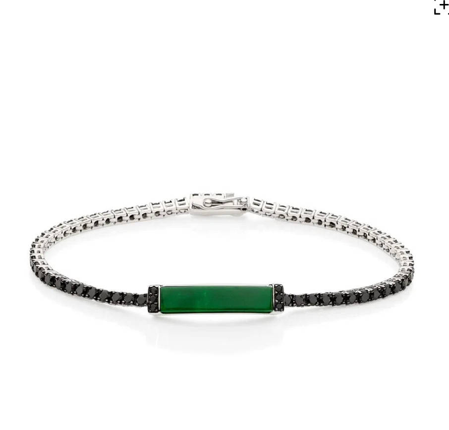Pulseira Riviera de espinélios com quartzo verde e prata.