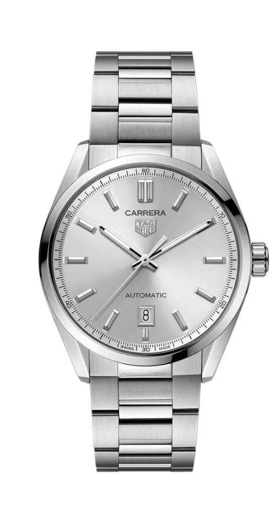 Relógio TAG Heuer Carrera Calibre 5 Automático com bracelete de aço.