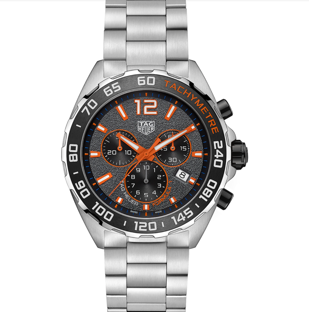 Relógio TAG Heuer Fórmula 1 Cronógrafo a Quartzo Masculino Aço Preto e Laranja.